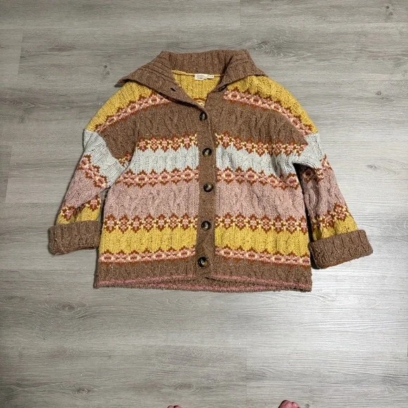 Faherty Highland Fairisle Cardigan-Lakeside Fairisle Haze - Picture 2 of 5